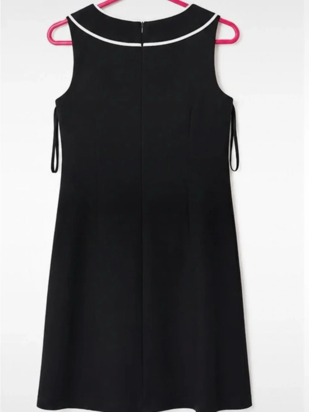 J. Crew Black Sleeveless Shift Dress with White Piping